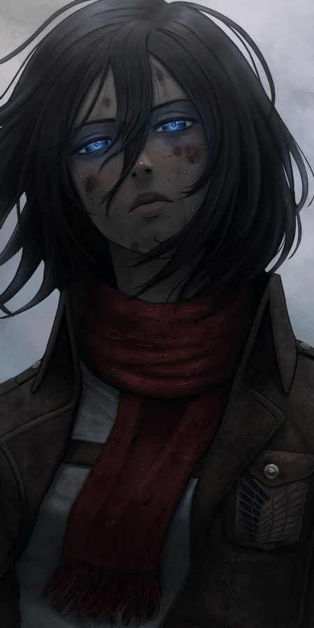 Phone wallpaper: Anime, Blue Eyes, Black Hair, Mikasa Ackerman, Attack On Titan free download