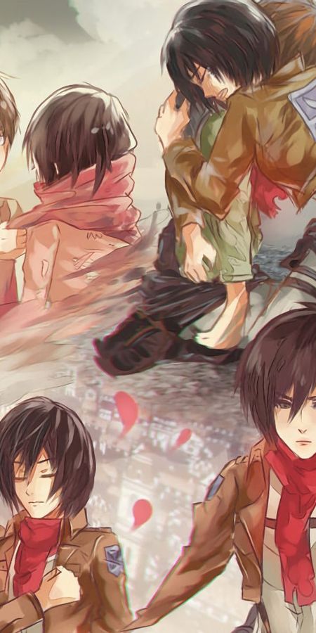 Phone wallpaper: Anime, Eren Yeager, Mikasa Ackerman, Shingeki No Kyojin, Attack On Titan free download