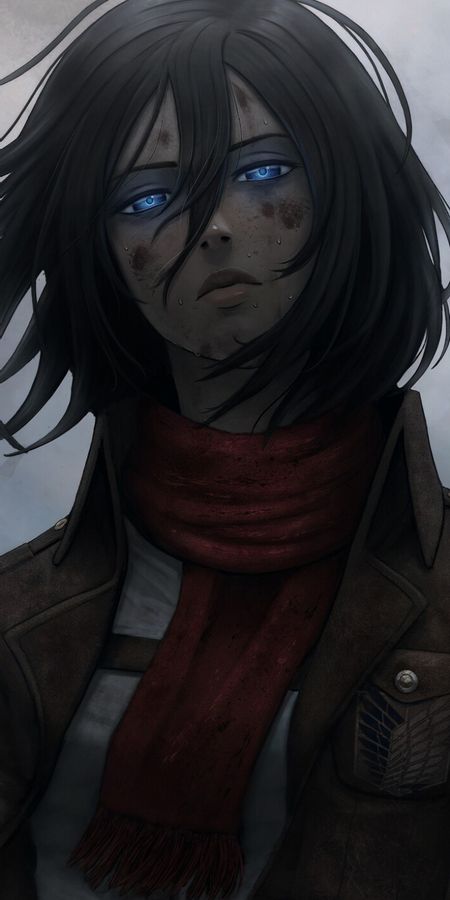 Phone wallpaper: Anime, Blue Eyes, Black Hair, Mikasa Ackerman, Attack On Titan free download