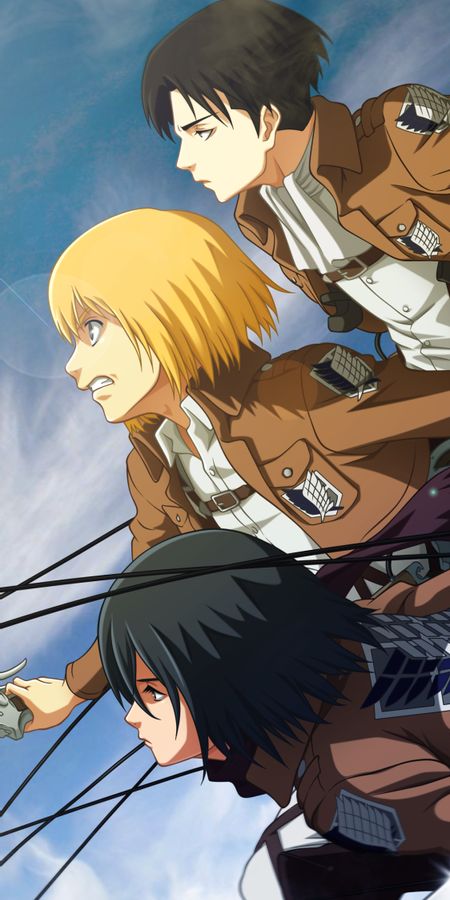 Phone wallpaper: Anime, Armin Arlert, Mikasa Ackerman, Attack On Titan, Levi Ackerman free download