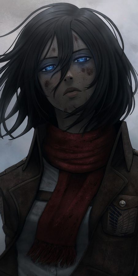 Phone wallpaper: Anime, Blue Eyes, Black Hair, Mikasa Ackerman, Attack On Titan free download