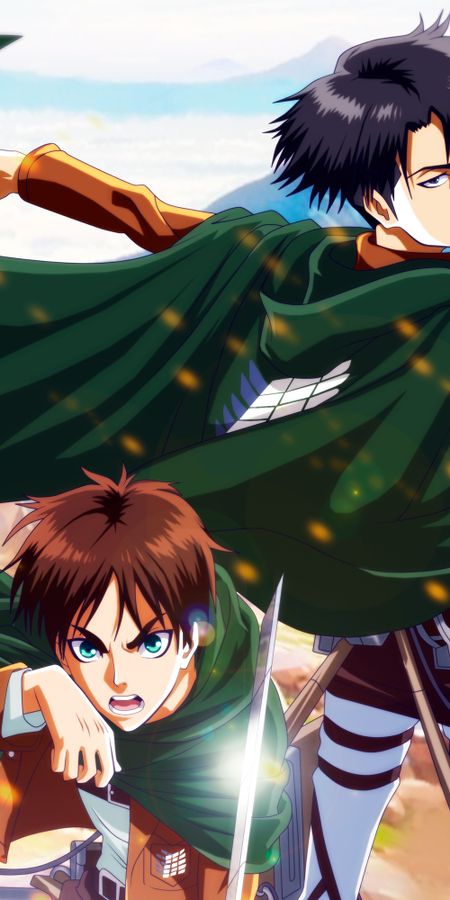 Phone wallpaper: Anime, Eren Yeager, Attack On Titan, Levi Ackerman free download