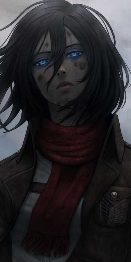 Phone wallpaper: Anime, Blue Eyes, Black Hair, Mikasa Ackerman, Attack On Titan free download