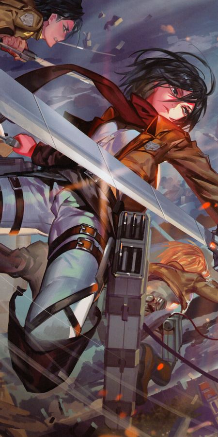 Phone wallpaper: Anime, Eren Yeager, Mikasa Ackerman, Attack On Titan free download