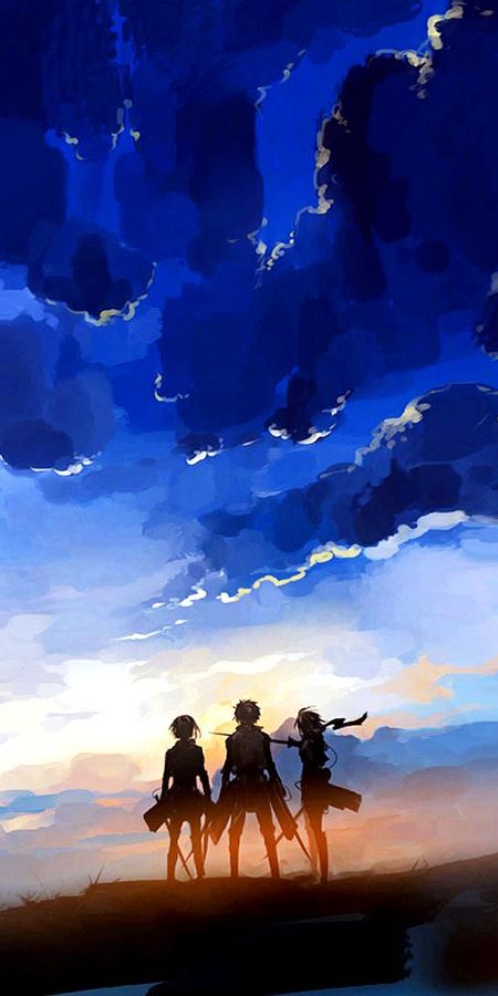Phone wallpaper: Armin Arlert, Eren Yeager, Mikasa Ackerman, Attack On Titan, Shingeki No Kyojin, Anime free download