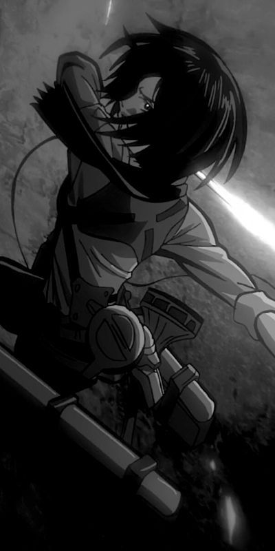 Phone wallpaper: Anime, Black & White, Mikasa Ackerman, Shingeki No Kyojin, Attack On Titan free download