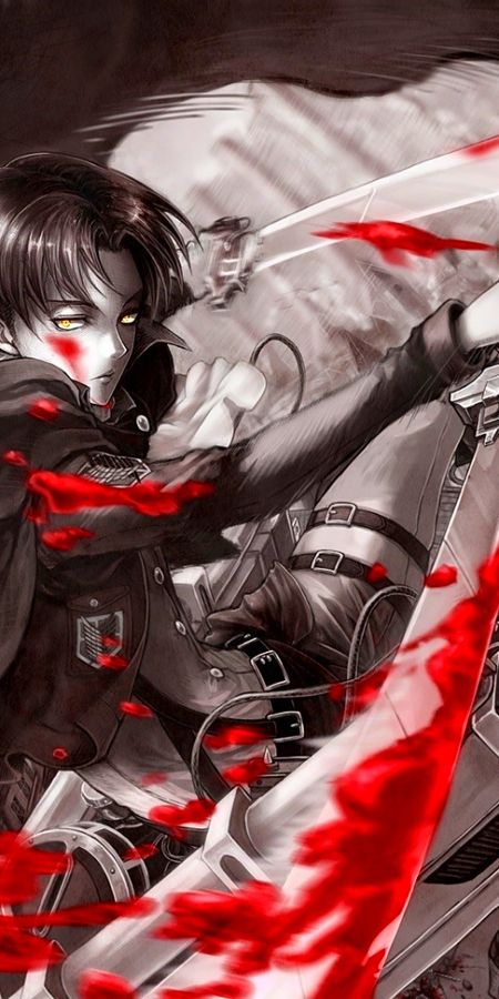Phone wallpaper: Anime, Blood, Sword, Shingeki No Kyojin, Attack On Titan, Levi Ackerman free download