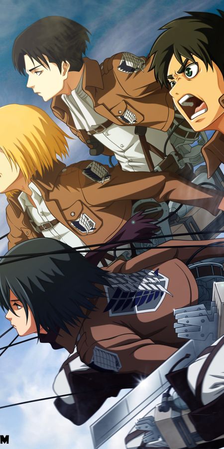 Phone wallpaper: Anime, Armin Arlert, Eren Yeager, Mikasa Ackerman, Attack On Titan, Levi Ackerman free download