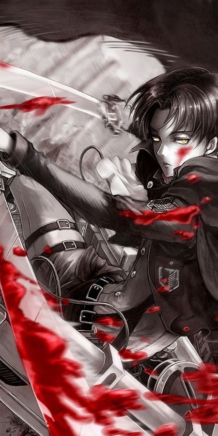 Phone wallpaper: Levi Ackerman, Blood, Sword, Attack On Titan, Shingeki No Kyojin, Anime free download