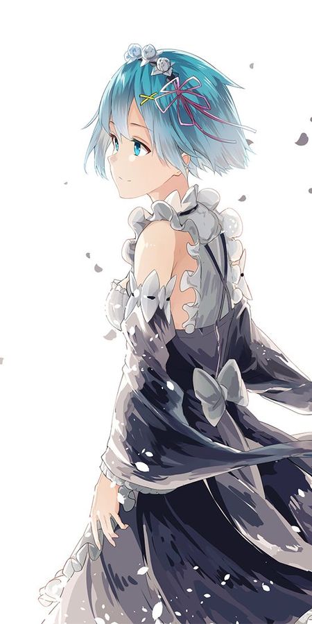 Phone wallpaper: Anime, Headdress, Blue Eyes, Blue Hair, Short Hair, Bow (Clothing), Re:zero Starting Life In Another World, Rem (Re:zero) free download