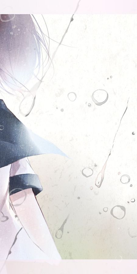 Phone wallpaper: Anime, Rain, Sad, Tears, Original, School Uniform, Water Drop, Black Hair, Short Hair, Black Eyes free download