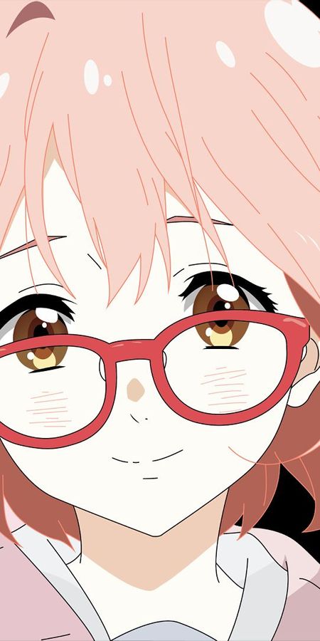 Phone wallpaper: Anime, Glasses, Face, Yellow Eyes, Pink Hair, Blush, Short Hair, Mirai Kuriyama, Beyond The Boundary free download