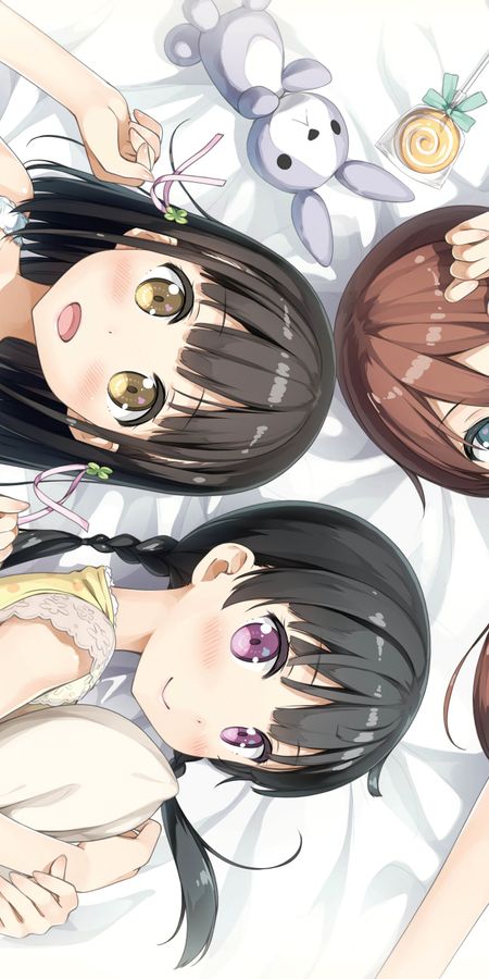 Phone wallpaper: Anime, Black Hair, Short Hair, Moka Aoshima, Natsuki Momohara, Yui Hanasaka, One Room free download