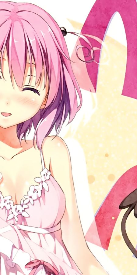 Phone wallpaper: Anime, Pink Hair, Blush, Short Hair, Purple Eyes, To Love Ru, Momo Velia Deviluke free download