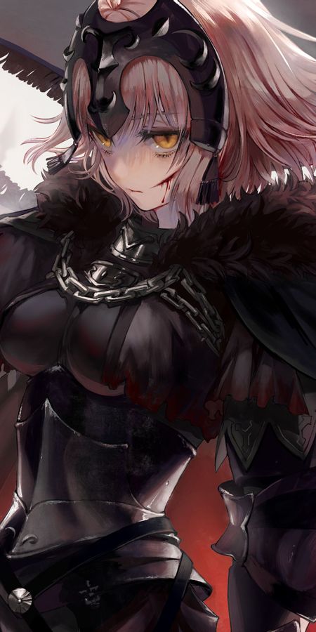 Phone wallpaper: Anime, Yellow Eyes, Short Hair, Woman Warrior, Fate/grand Order, Jeanne D'arc Alter, Avenger (Fate/grand Order), Banner, Fate Series free download