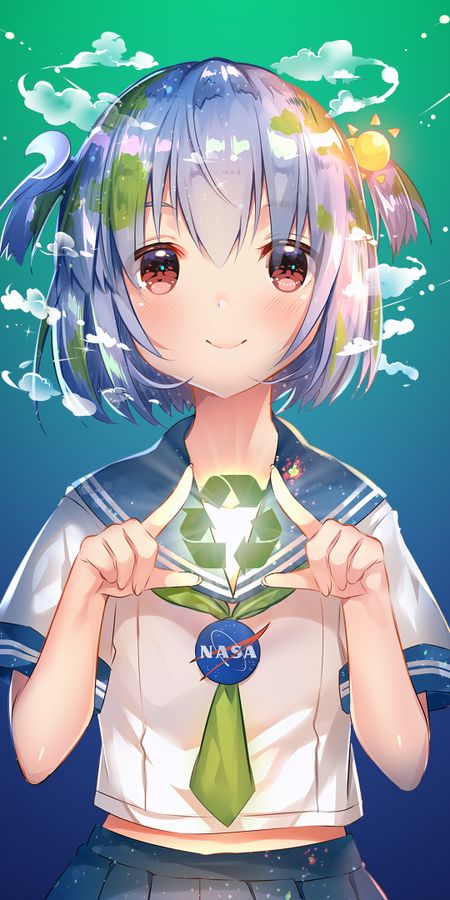 Phone wallpaper: Anime, Brown Eyes, Short Hair, Earth Chan free download