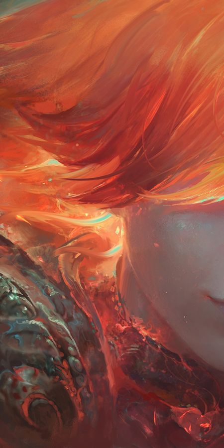 Phone wallpaper: Fire, League Of Legends, Face, Video Game, Short Hair, Orange Hair, Orange Eyes, Lux (League Of Legends) free download