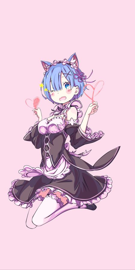 Phone wallpaper: Anime, Blue Eyes, Maid, Blue Hair, Short Hair, Animal Ears, Re:zero Starting Life In Another World, Rem (Re:zero) free download