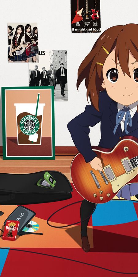 Phone wallpaper: Anime, Band, Skirt, School Uniform, Brown Eyes, Brown Hair, Short Hair, K On!, Yui Hirasawa, Pantyhose free download
