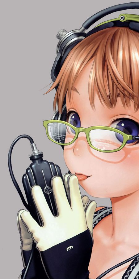 Phone wallpaper: Anime, Headphones, Glasses, Cute, Glove, Microphone, Short Hair, Range Murata free download