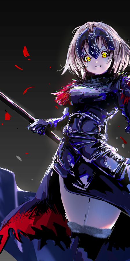 Phone wallpaper: Anime, Weapon, Armor, Yellow Eyes, Sword, Short Hair, White Hair, Fate/grand Order, Lance, Jeanne D'arc Alter, Avenger (Fate/grand Order), Fate Series free download