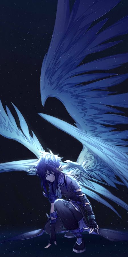 Phone wallpaper: Anime, Wings, Angel, Glove, Short Hair free download
