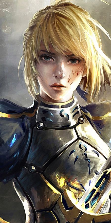 Phone wallpaper: Anime, Fantasy, Warrior, Blonde, Armor, Blue Eyes, Short Hair, Saber (Fate Series), Fate/stay Night: Unlimited Blade Works, Fate Series free download
