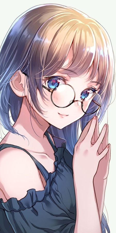Phone wallpaper: Anime, Glasses, Blue Eyes, Original, Brown Hair, Short Hair free download