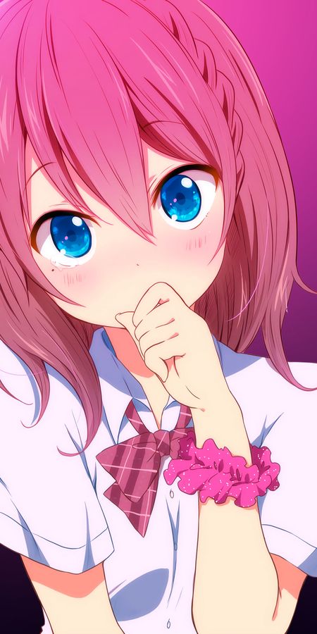 Phone wallpaper: Anime, Blue Eyes, Original, Pink Hair, Short Hair free download