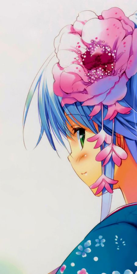 Phone wallpaper: Anime, Green Eyes, Original, Blush, Short Hair, Dutch Angle, Glance free download