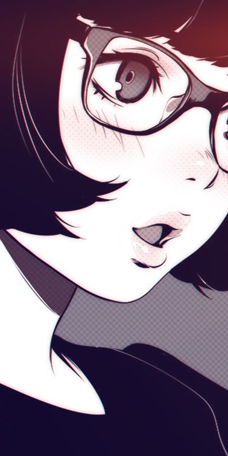 Phone wallpaper: Anime, Glasses, Original, Blush, Black Hair, Short Hair free download