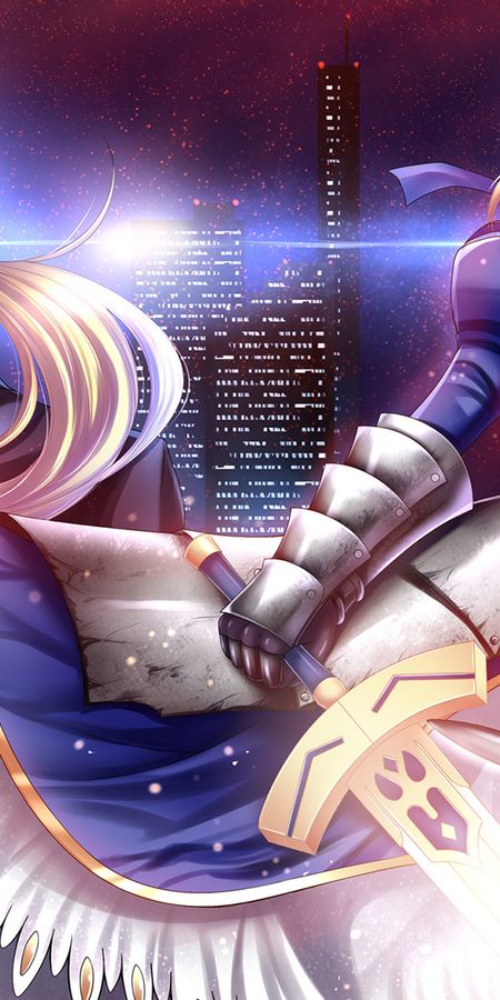 Phone wallpaper: Fate/zero, Saber (Fate Series), Fate Series, Armor, Short Hair, Blonde, Green Eyes, Sword, Anime free download