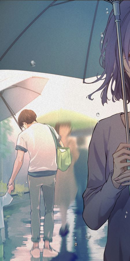 Phone wallpaper: Anime, Sad, Umbrella, Original, Short Hair free download