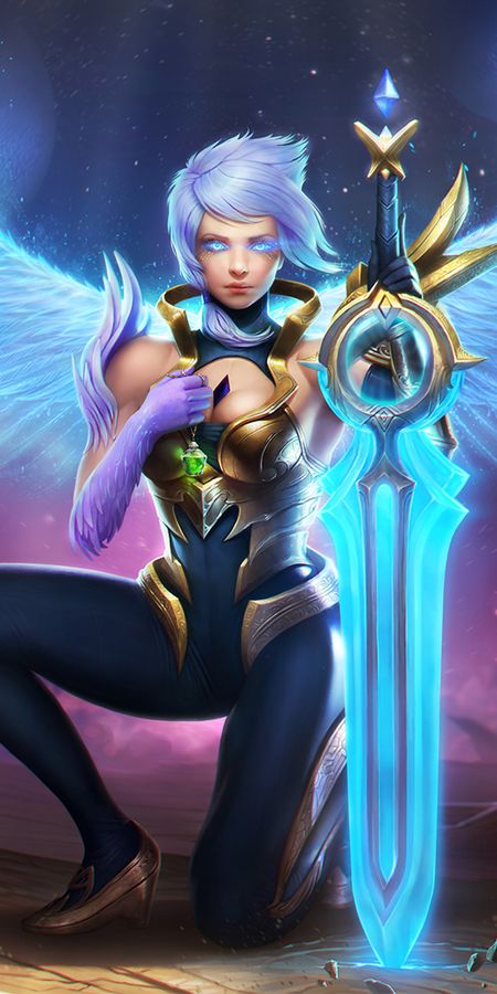 Phone wallpaper: League Of Legends, Wings, Sword, Video Game, Short Hair, White Hair, Angel Warrior, Riven (League Of Legends) free download