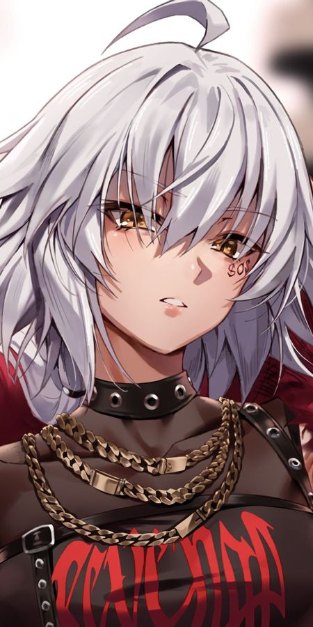 Phone wallpaper: Anime, Yellow Eyes, Necklace, Short Hair, White Hair, Fate/grand Order, Jeanne D'arc Alter, Avenger (Fate/grand Order), Fate Series free download