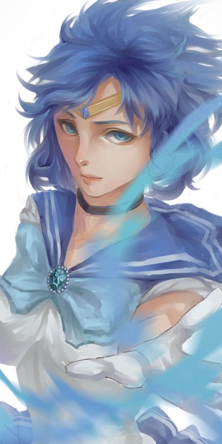 Phone wallpaper: Anime, Blue Eyes, Blue Hair, School Uniform, Short Hair, Sailor Moon, Sailor Mercury free download