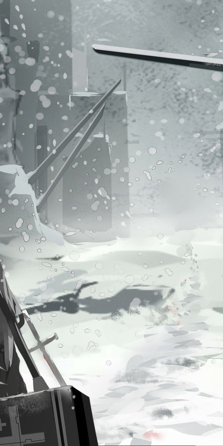 Phone wallpaper: Anime, Snow, Original, Short Hair, Graveyard free download