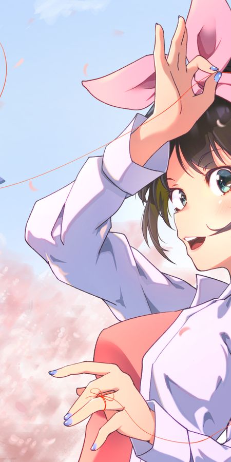 Phone wallpaper: Anime, Ribbon, Blue Eyes, Black Hair, Short Hair, Kanojo Okarishimasu, Rent A Girlfriend, Ruka Sarashina free download