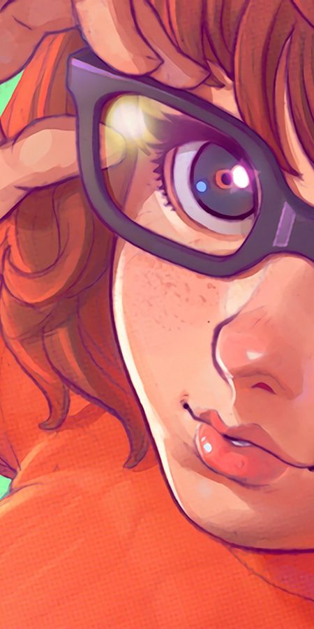 Phone wallpaper: Glass, Face, Freckles, Tv Show, Brown Hair, Short Hair, Scooby Doo, Velma Dinkley free download
