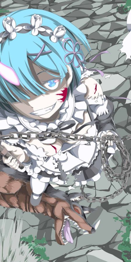 Phone wallpaper: Anime, Horns, Demon, Blue Eyes, Blue Hair, Short Hair, Re:zero Starting Life In Another World, Rem (Re:zero) free download