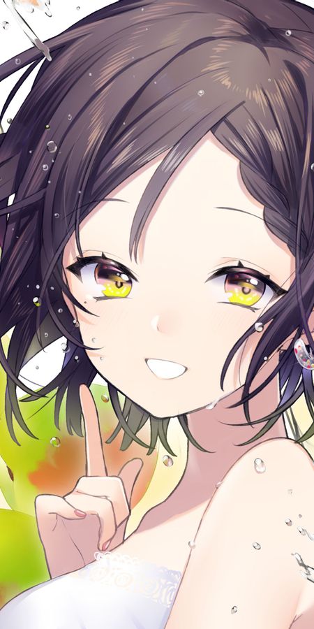 Phone wallpaper: Anime, Yellow Eyes, Original, Braid, Brown Hair, Short Hair free download