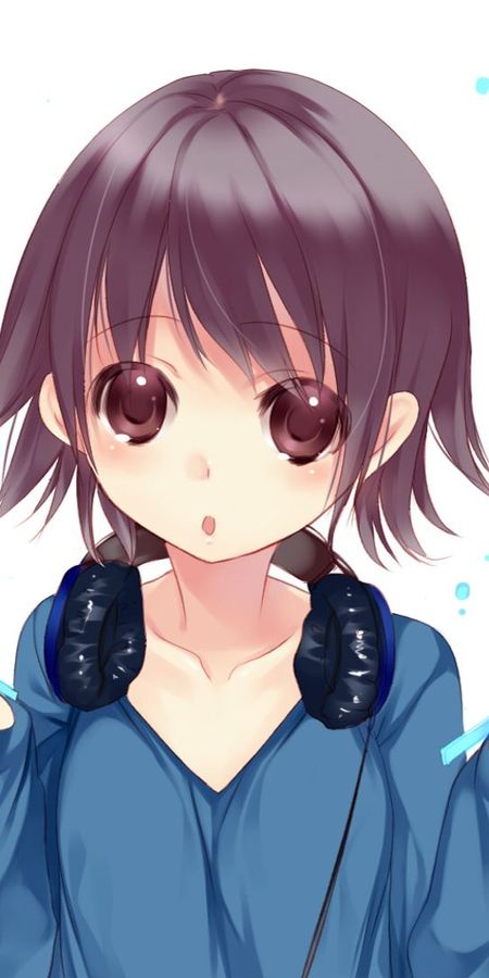 Phone wallpaper: Anime, Headphones, Original, Black Hair, Short Hair free download