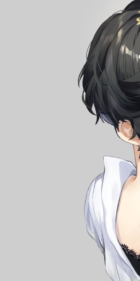 Phone wallpaper: Anime, Glasses, Earrings, Green Eyes, Original, Black Hair, Short Hair free download