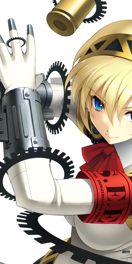 Phone wallpaper: Blonde, Blue Eyes, Video Game, Short Hair, Persona 3, Persona, Aigis (Persona) free download