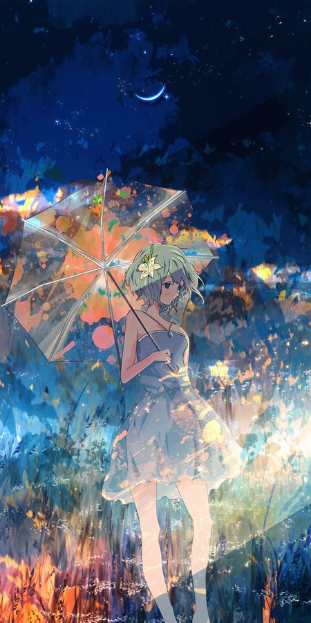 Phone wallpaper: Anime, Umbrella, Original, Short Hair free download