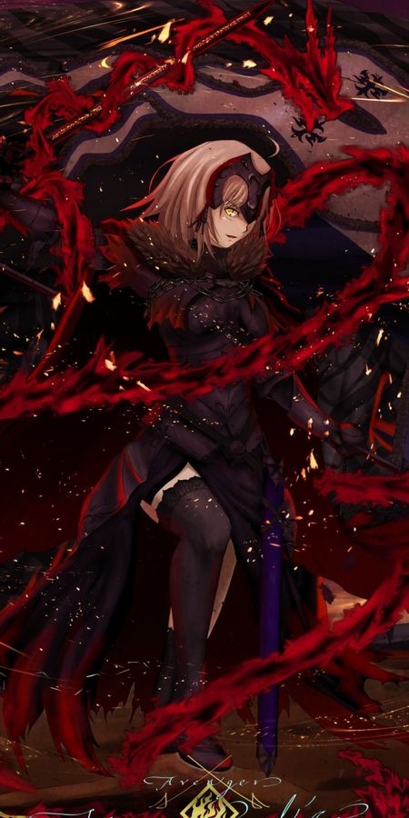 Phone wallpaper: Anime, Yellow Eyes, Short Hair, Thigh Highs, Fate (Series), Fate/grand Order, Lance, Jeanne D'arc Alter, Avenger (Fate/grand Order), Fate Series free download
