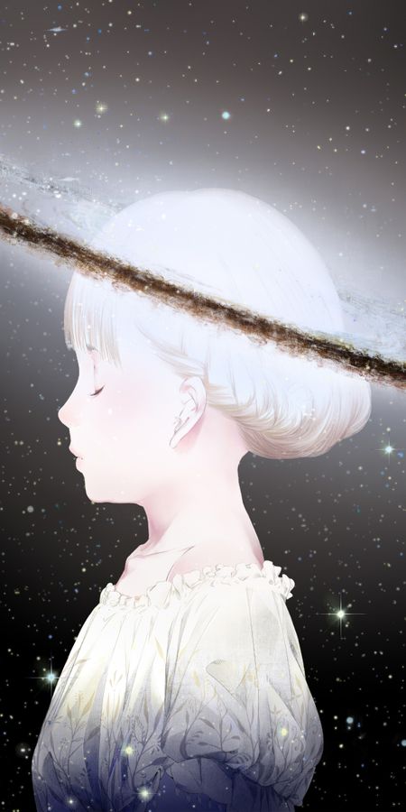 Phone wallpaper: Anime, Galaxy, Blonde, Original, Short Hair free download