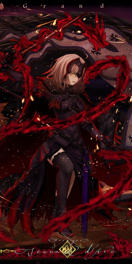 Phone wallpaper: Anime, Dragon, Yellow Eyes, Short Hair, Thigh Highs, Fate (Series), Fate/grand Order, Lance, Jeanne D'arc Alter, Avenger (Fate/grand Order), Fate Series free download