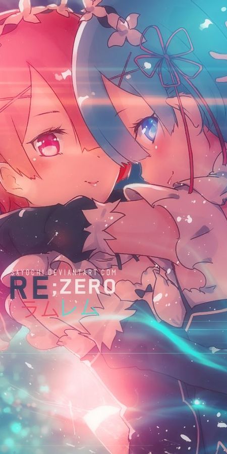 Phone wallpaper: Anime, Blue Eyes, Hug, Blue Hair, Short Hair, Re:zero Starting Life In Another World, Ram (Re:zero), Rem (Re:zero) free download
