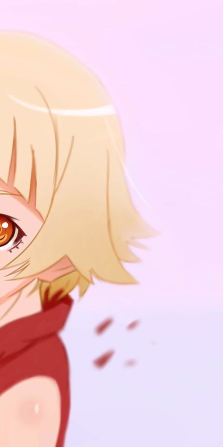 Phone wallpaper: Anime, Blonde, Face, Short Hair, Monogatari (Series), Shinobu Oshino, Orange Eyes free download